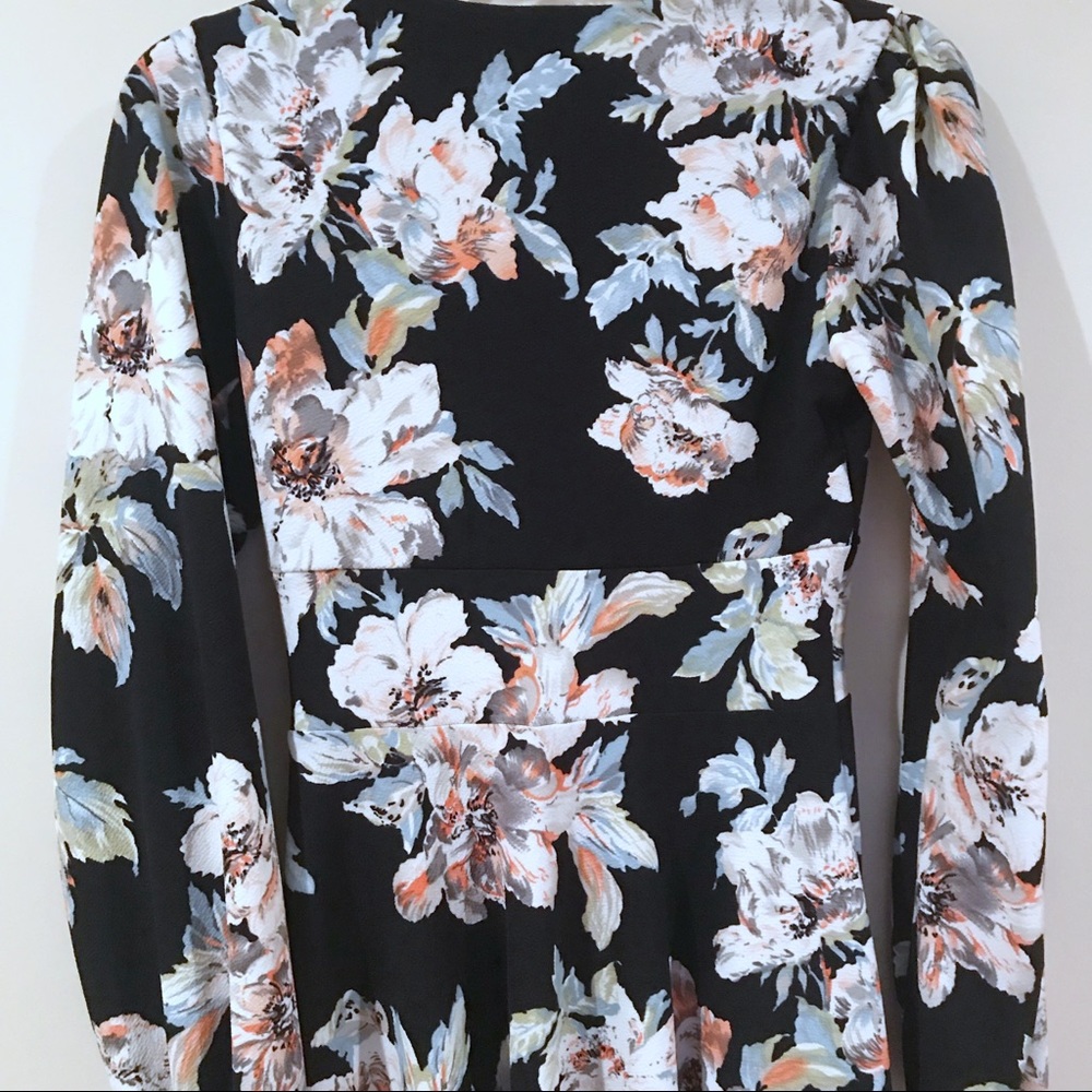 NWT ASOS Black Floral Long Sleeve Dress 2 - Picture 7 of 8